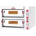 Forno Pizzeria 6+6 Pizze a 2 Camere Elettrico, Piano in Refrattario con Frontale Inox